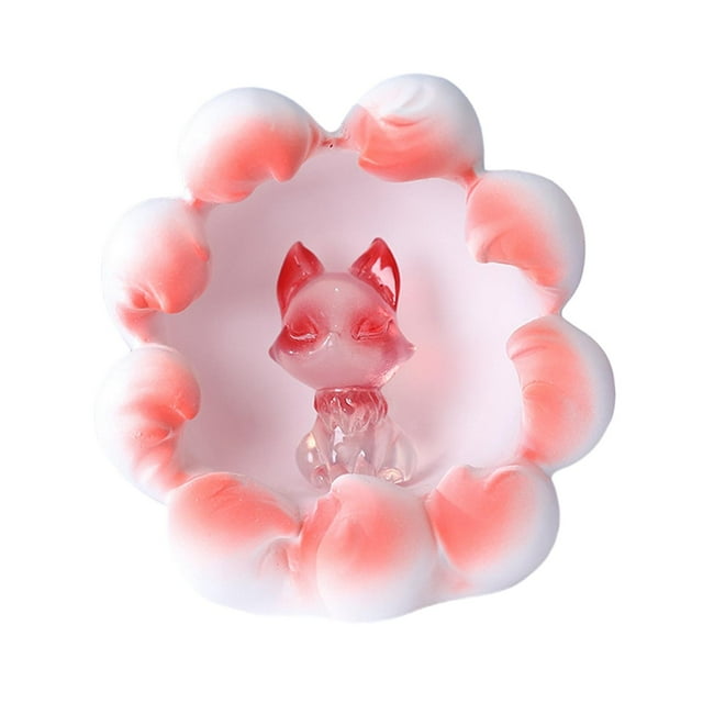Figura de zorro, artesanía artística, adorno, linda luz de noche, estatua decorativa de resina para Rojo