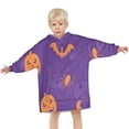 thumbnail image 3 of Halloween Spider Bat Pattern Blanket Hoodies for Kids 6-13YR Oversize Wearable Blanket Hoodies for Boys Girls Teens, 3 of 7