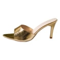 thumbnail image 5 of Rokment Womens Stiletto High Heels Fashion Casual Metallic Leather Open Pointed Toe Dressy Slip on Sandals for Ladies Bride Wedding Summer Heeled Dress Slides Gold Size 9, 5 of 6