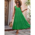 thumbnail image 4 of Women Solid Color Casual Midi Dress Green XL, 4 of 7