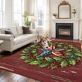 thumbnail image 4 of Rectangle Rug 5x8ft Area Rug, July 4th Retro American Star Area Rugs for Living Room Bedroom, Country Star Berry Leaf Wreath Floor Mat Non-Slip Non-Shedding Carpet Indoor Accent Rugs, 4 of 9