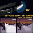 thumbnail image 3 of GHSDFBB LED Headlamp Rechargeable Flashlight, 230° Wide Beam Headlight, Head Lamp with Motion Sensor Bright 5 Modes, Lightweight Outdoor Waterproof Head Light for Camping, Running, Hiking, Fish, 3 of 7