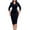 Black, variant on Odeerbi Dresses For Women Business Wear Lapel Solid Color 2025 Long Sleeve Button Slim Dress Green