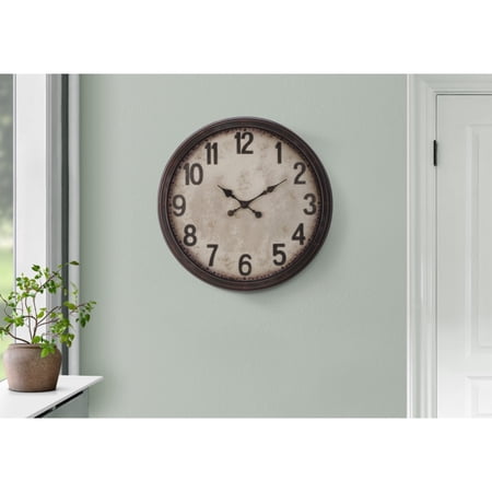 Clocks, 20 Round, Wall Clock, Antique Brown, Transitional