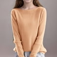 thumbnail image 2 of lkfuzj Girls Boys Knit Sweater Long Sleeve Solid Color Pullover Top Warm Sweatsuit 2025 Fashion Spring Clothes for Kids 6-15Years - Gold, 2 of 4