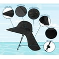 thumbnail image 3 of UPF 50+ Sun Protection Hat for Unisex Adult UV Solar Protection Wide Brim Outdoor Beach Fishing Bucket Bonnie Cap Visor with Neck Flap Breathable Mesh Lightweight Foldable Windproof B Black, 3 of 5