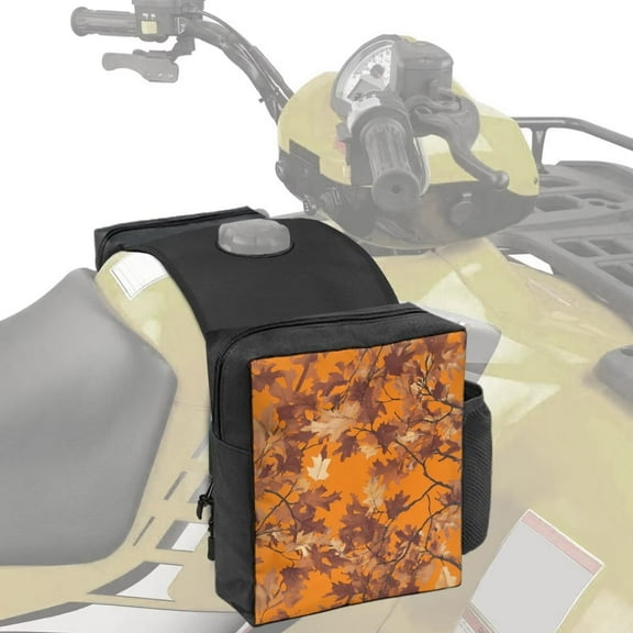 Uorisanigo Universal ATV Tank Bag Motorcycle Saddlebag Orange Hunting Camo Forest Dirt Bike Rear Rack Bags Snowmobiles Bag Storage Bags Waterproof Front Accessories