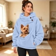 thumbnail image 5 of YMNXA Women Pet Pouch Hoodie Yorkshire Terrier Print Long Sleeve Pullover Button Collar Sweatshirt with Front Pocket for Small Pets Winter Holidays,M, 5 of 9