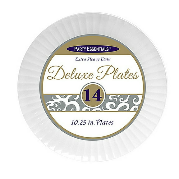 1 - Party Essentials 10.25" Deluxe Dinner Plates - White 14 Ct.