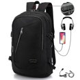 thumbnail image 1 of black Duomi Mochila para estudiantes Mochila escolar con carga USB Bolsa para computadora juvenil, 1 of 5
