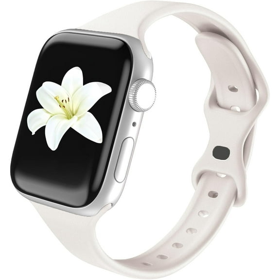 KOMI Band Compatible With Apple Watch 38mm 40mm 41mm 42mm 44mm 45mm 49mm, Replacement Soft Silicone Sport Strap for IWatch Series Ultra 9/8/7/6/5/4/3/2/1 SE Women Girl, Starlight