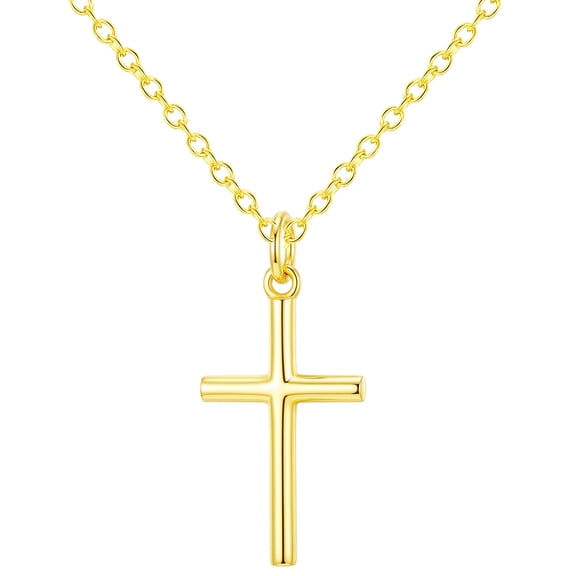 APSVO 18K Gold Plated Cross Necklaces for Women Cross Pendant Chain Catholic Religious Christian First Communion Birthday Graduation Mothers Day Jewelry Gifts Teen Her Mom Adults Age Ideas