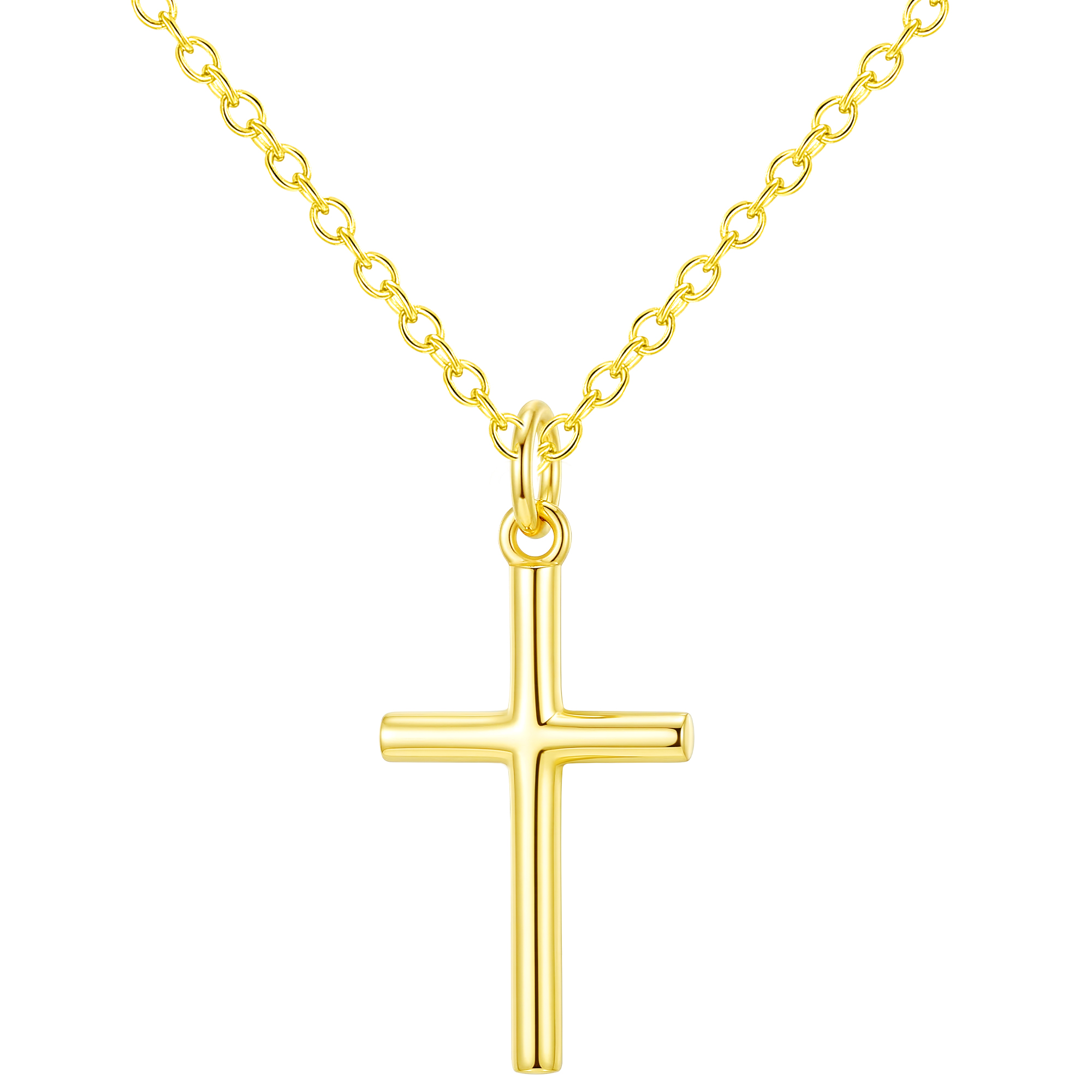 APSVO 18K Gold Plated Cross Necklaces for Women Cross Pendant Chain Catholic Religious Christian Birthday Graduation Jewelry Gifts Teen Her Mom Adults Girlfriend Wife Daughter Age Ideas