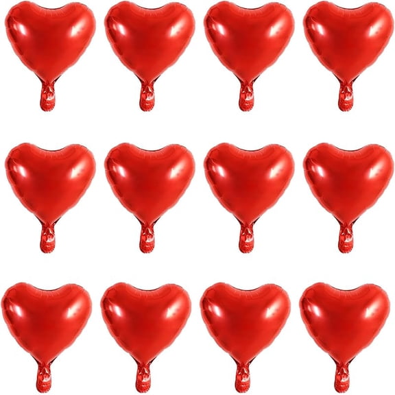 TONIFUL 30Pcs 18 Inch Red Heart Balloons Valentine’s Day Heart Shape Foil Mylar Balloons Decoration for Romantic Valentine's Day Wedding Bridal Shower Anniversary Engagement Party Supplies