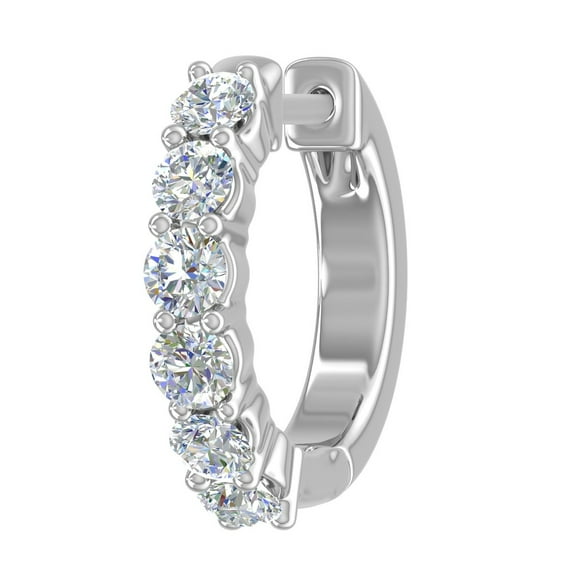 0.37 Carat Diamond Hoop Huggies Earring in 14K White Gold (Singel Piece) (SI1-SI2 Clarity)