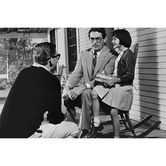 Gregory Peck and Mary Badham in To Kill a Mockingbird director Robert Mulligan on set 24x36 Poster