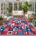 thumbnail image 2 of Area Rugs 5'x7', 4th of July Carpet Runner Indoor Outdoor Rugs Home Decor Aesthetic, Red White and Blue Plaid Patriotic Memorial Day Non Slip Mats Washable Accent Rug for Living Room Bedroom, 2 of 8