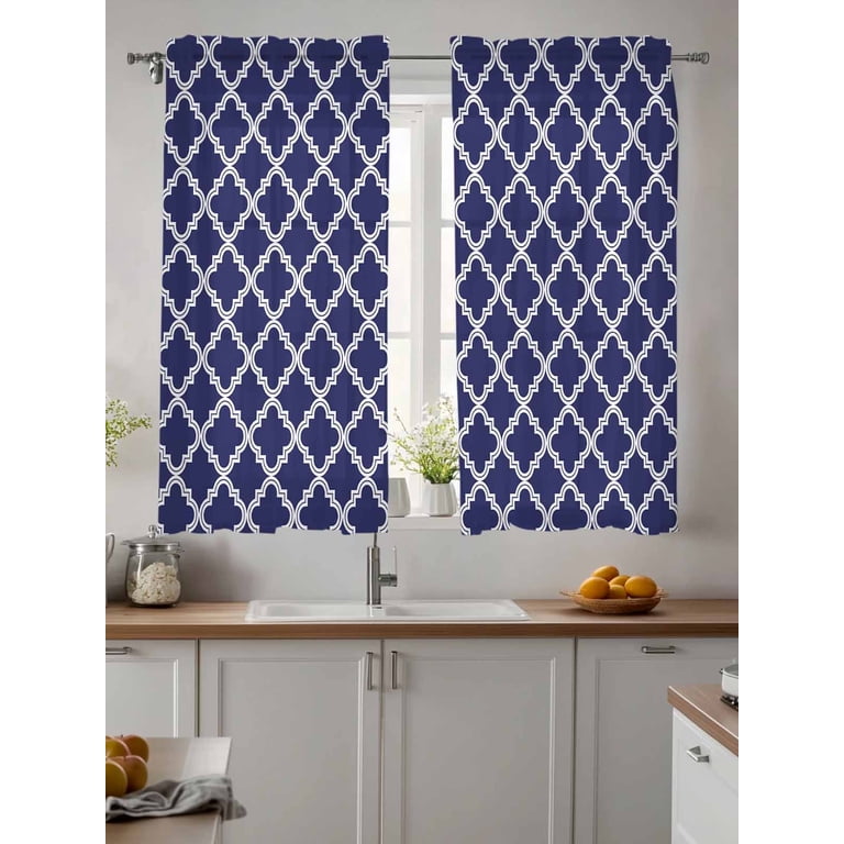 Quatrefoil Moroccan Pattern Curtains 54 Inch Length, Sheer