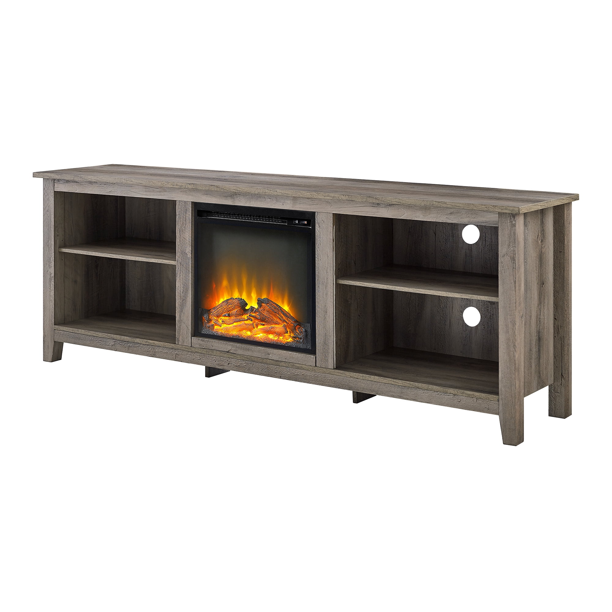 Manor Park Transitional Electric Fireplace TV Stand, Grey Wash