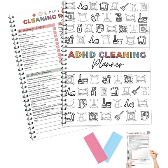 ADHD Cleaning Planner, Daily Weekly Monthly Yearly Household Cleaning Planner, Cleaning Schedule and Checklist Organizer Notebook Do-it-Yourself Home Improvement
