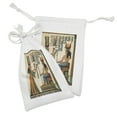thumbnail image 2 of Egyptian Print Fabric Pouch Set of 2, Old Papyrus Depicting Queen Nefertari Historical Empire Art, Small Drawstring Bag for Toiletries Masks and Favors, 9" x 6", Multicolor, by Ambesonne, 2 of 2