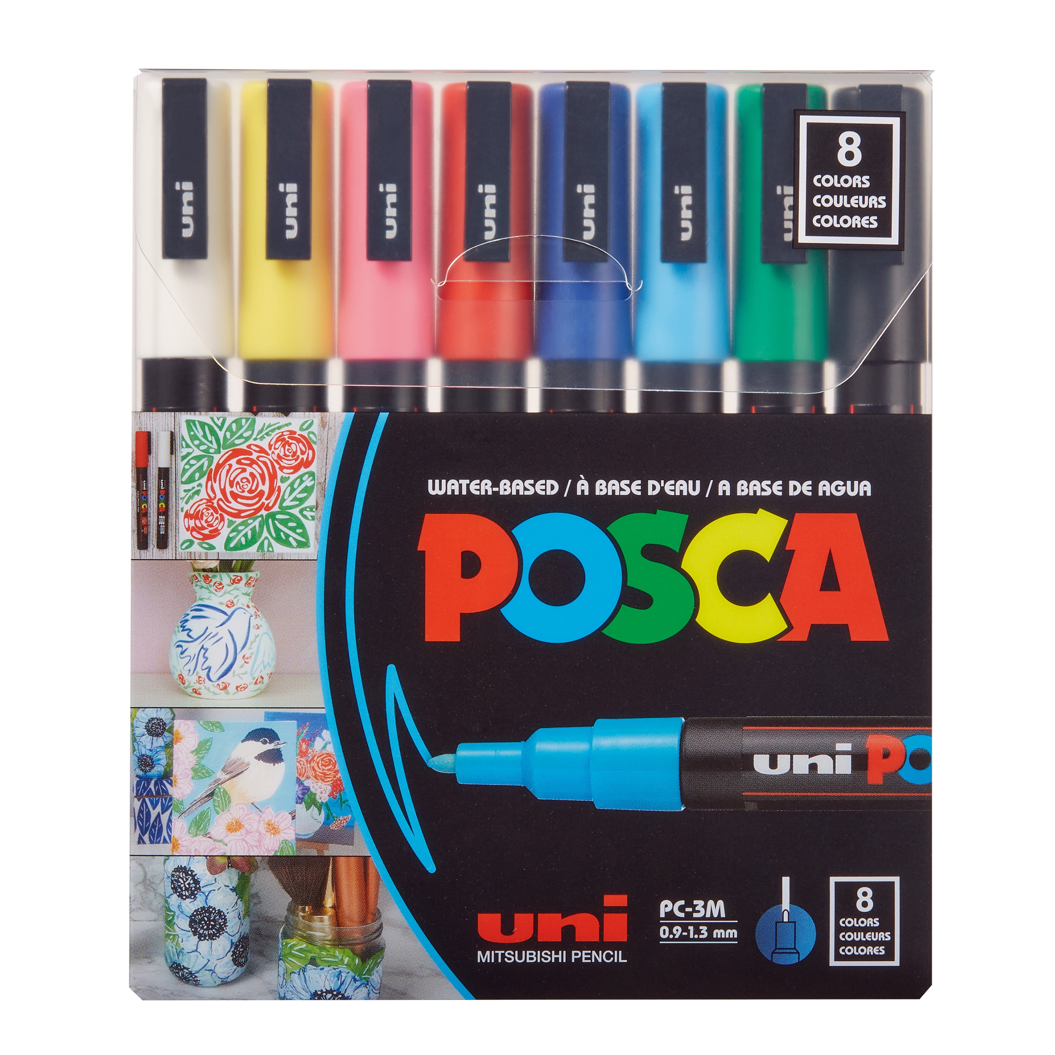 Posca Marker, no. PC-3M, line 0,9-1,3 mm, gold, silver, white, 6 asstd./ 1  pack