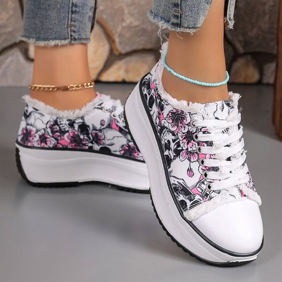 KEVCHE Halloween Womens Lace Up Round Toe Shoes, Casual Costume Footwear for Party Daily Wear with Comfortable Breathable Design, Festive Halloween Lace Up Shoes
