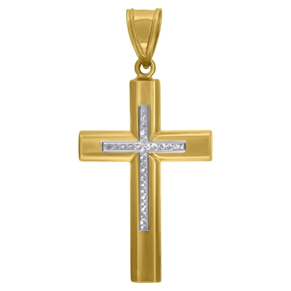 10kt Two-Tone Gold Mens Religious Cross Pendant
