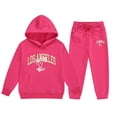 thumbnail image 4 of Byoo Hoodie Sweatsuit Set for Little Girls Letter Printed Pocket Tough Sweatshirt Sweatpants Outfit Soft Sport Kids Outfit Set, 4 of 4