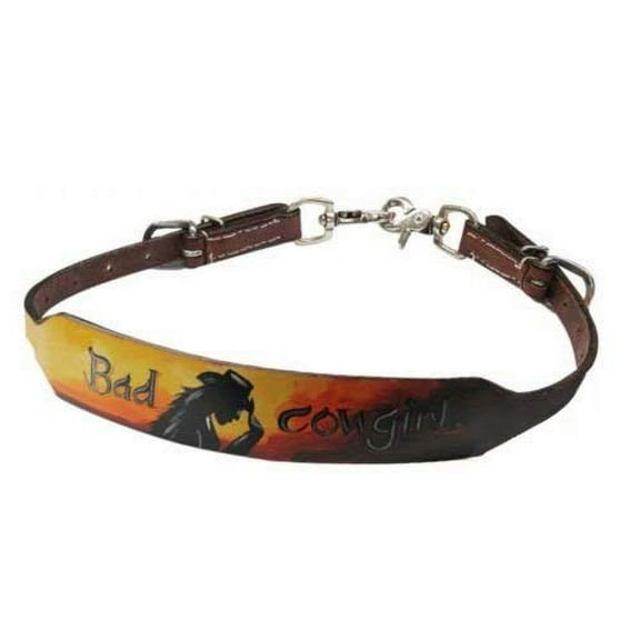 Showman Hand Painted "Bad Cowgirl" Leather Wither Strap
