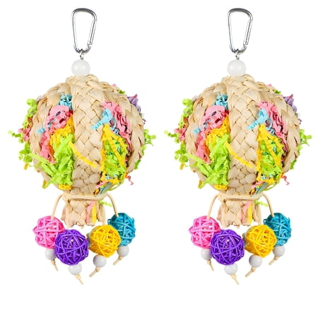 Bird Toys Foraging Shredder Hanging Toys Rope Perch with Bell Parakeet Toy Parrot Swing Climbing Standing Toys Bird Cage Accessories for Conure Cockatiel Budgies Lovebird.