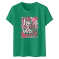 thumbnail image 3 of Women's Casual Valentine's Heart Print Letter Round Neck Short Sleeve T Shirt Long Sleeve Shirt Women for Layering Summer Casual Tops for Women Womens Shirts Large Long Sleeve Tee Shirt Long Sleeve, 3 of 3
