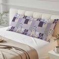 thumbnail image 4 of Spring Floral Body Pillow Covers 20"x54", Dark Purple Flowers Patchwork Grid Bohemia Soft Brushed Microfiber Breathable Throw Pillow Covers, Pillowcase with Zipper for Couch Sofa Bedroom Living Room, 4 of 9