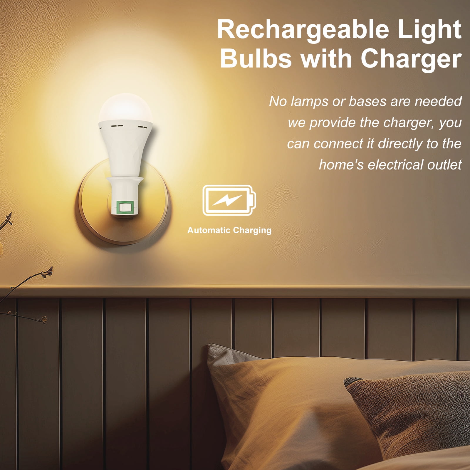 Ostwiki 10 Pack Rechargeable Light Bulbs, Emergency Light Bulbs for Power Outage Hurricane Camping 3000K Warm Light Battery Operated Light Bulb 9W E26 1200mAh Battery Backup Soft Light Bulb for Lamps