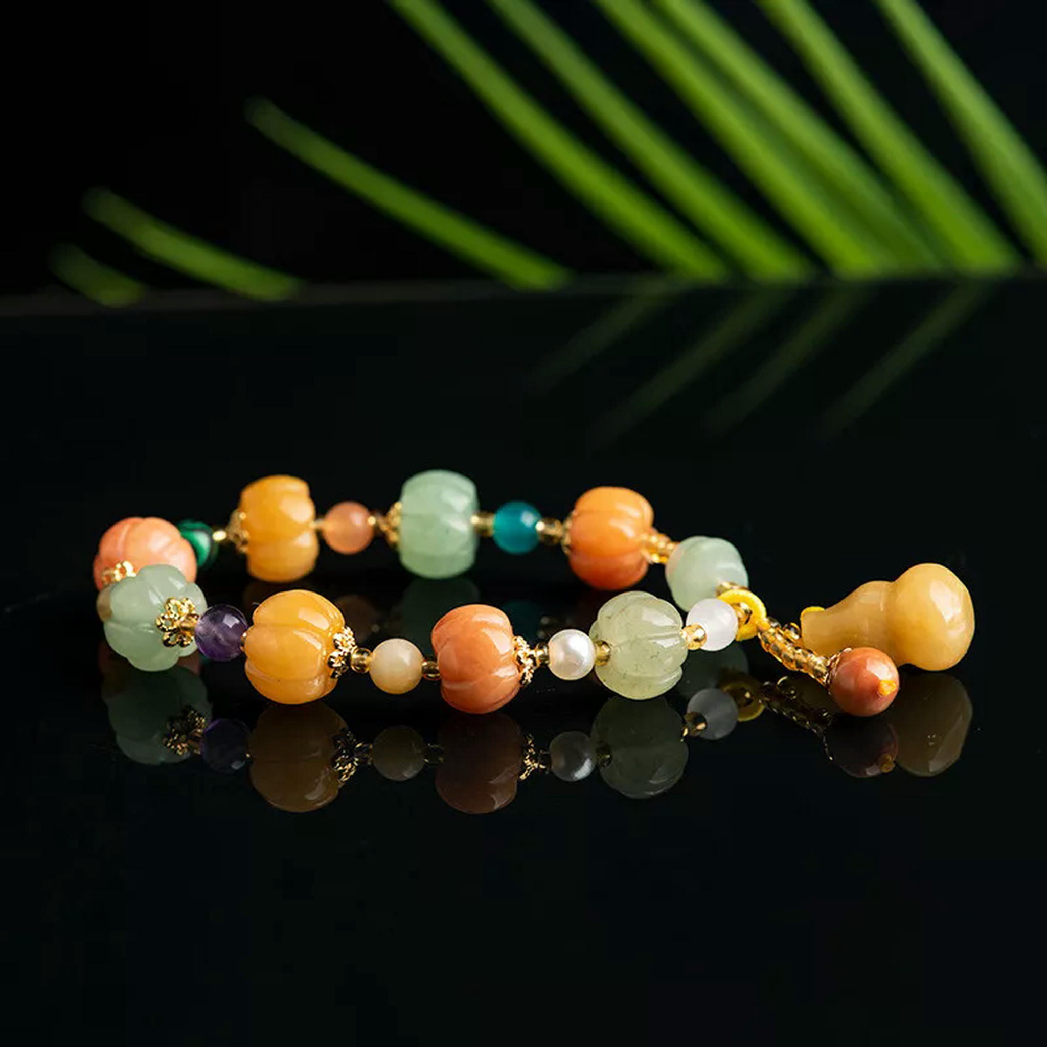 HOOUN Fashion Women's Gold Silk Jade Bracelet Personalized Women's Woven Jade Bracelet