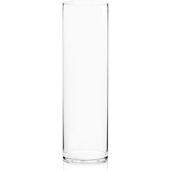 WGV Tall Cylinder Glass Vase, Open Width 8", Height 28", Clear Large Floral Container, Planter, Centerpieces for Wedding Party Event, Home Office Decor, 1 Piece