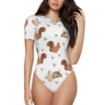 thumbnail image 2 of Uemuo Rabbit And Squirrel Pattern Women's One Piece Short Sleeve Swimsuit Rash Guard Surfing Modest Quick-drying Swimsuit Beach Essentials-XX-Large, 2 of 9