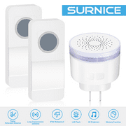 Mini Surnice Waterproof Door Bell, 1000Ft with 38 Melodies, 4 Volume Levels & LED Flash，2 Button & 1 Receiver