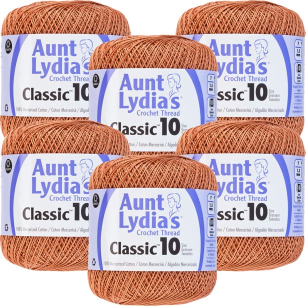 Aunt Lydia's Classic Crochet Thread Size 10Copper Mist, Multipack Of 6