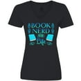 thumbnail image 3 of Inktastic Book Nerd for Life Women's V-Neck T-Shirt, 3 of 5