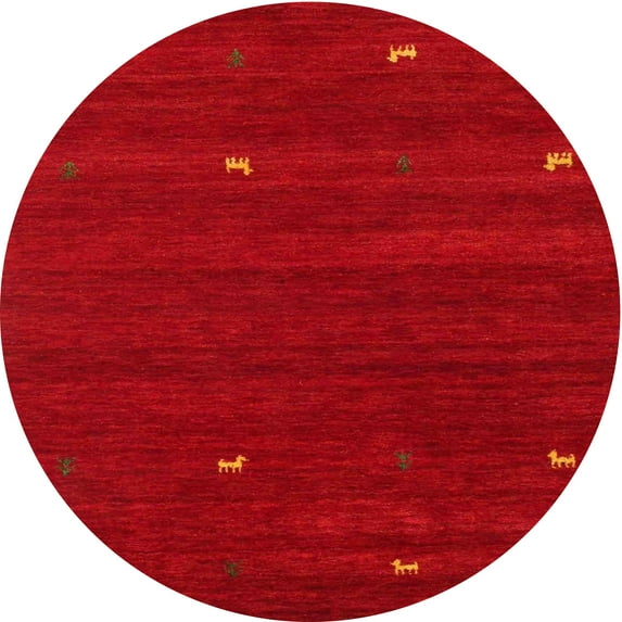 Ahgly Company Indoor Round Contemporary Orange Abstract Area Rugs, 6' Round