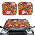 thumbnail image 2 of Multi-Size 2pce Car Front Glass Visor Collapsible Sunscreen No Odor Comfortable For Most Cars Suv Trucks Colorful Floral Pattern Groovy Flowers (2), 2 of 7