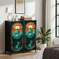 thumbnail image 6 of Western Dresser for Bedroom with 4 Storage Drawers Vintage Mountain Landscape River Pine Forest Glowing Sun Retro Color Dressers Chest of Drawers Steel Framed Fabric Closet Organizers for Entryway, 6 of 7