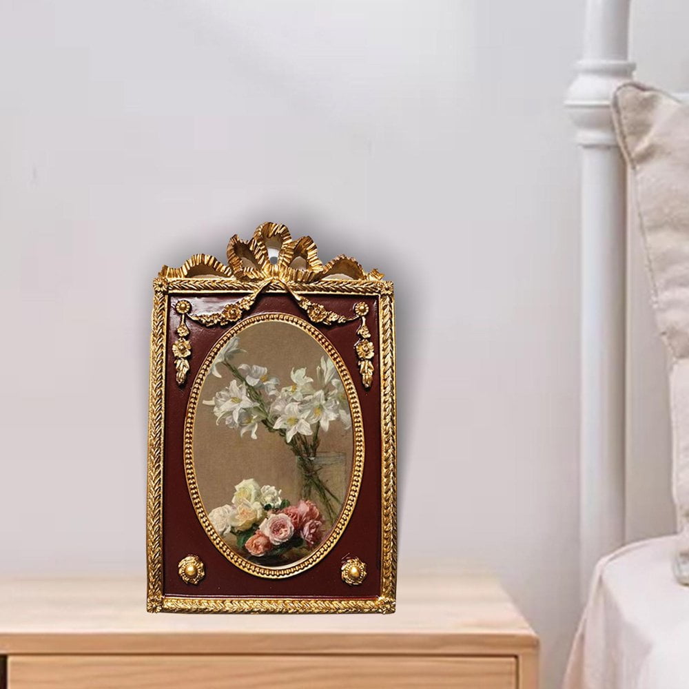 CADRE PHOTO,6 Inch--Cadre De Photo De Style Rétro Européen Doré Et Bleu