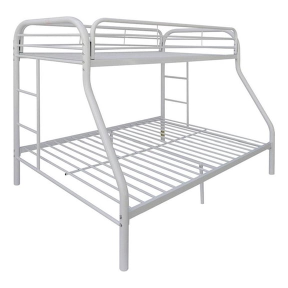 Benjara Tritan Twin/Full Bunk Bed- White