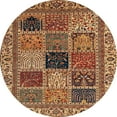 thumbnail image 1 of Ahgly Company Machine Washable Indoor Round Abstract Saffron Red Area Rugs, 5' Round, 1 of 7