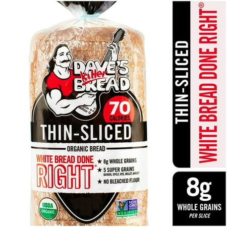 Dave s Killer Bread® White Bread Done Right Thin Sliced Organic Bread 20.5 oz Shelf-Stable (Pack of 3)