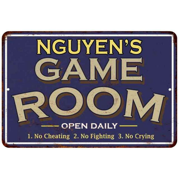 NGUYEN'S Blue Game Room Sign Metal 8 x 12 High Gloss Metal 208120002324