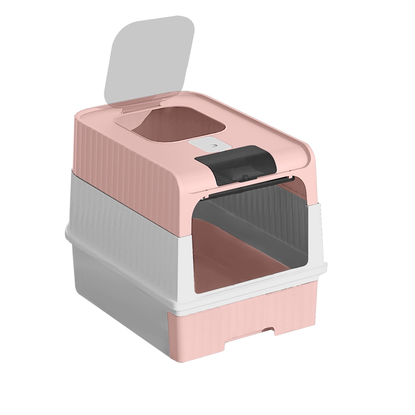 Cat Litter Box, Enclosed Removable Litter Boxs for Big Cats, Front Entry Top Exit Kitty Box Odor Control (Pink)