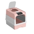 thumbnail image 4 of Cat Litter Box, Enclosed Removable Litter Boxs for Big Cats, Front Entry Top Exit Kitty Box Odor Control (Pink), 4 of 11